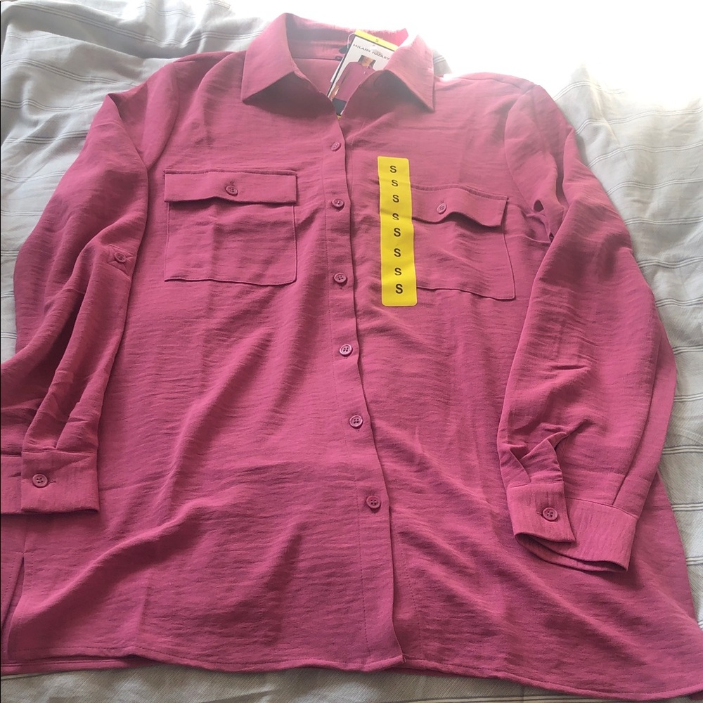 Hilary Radley Rose Pink Button-Up top